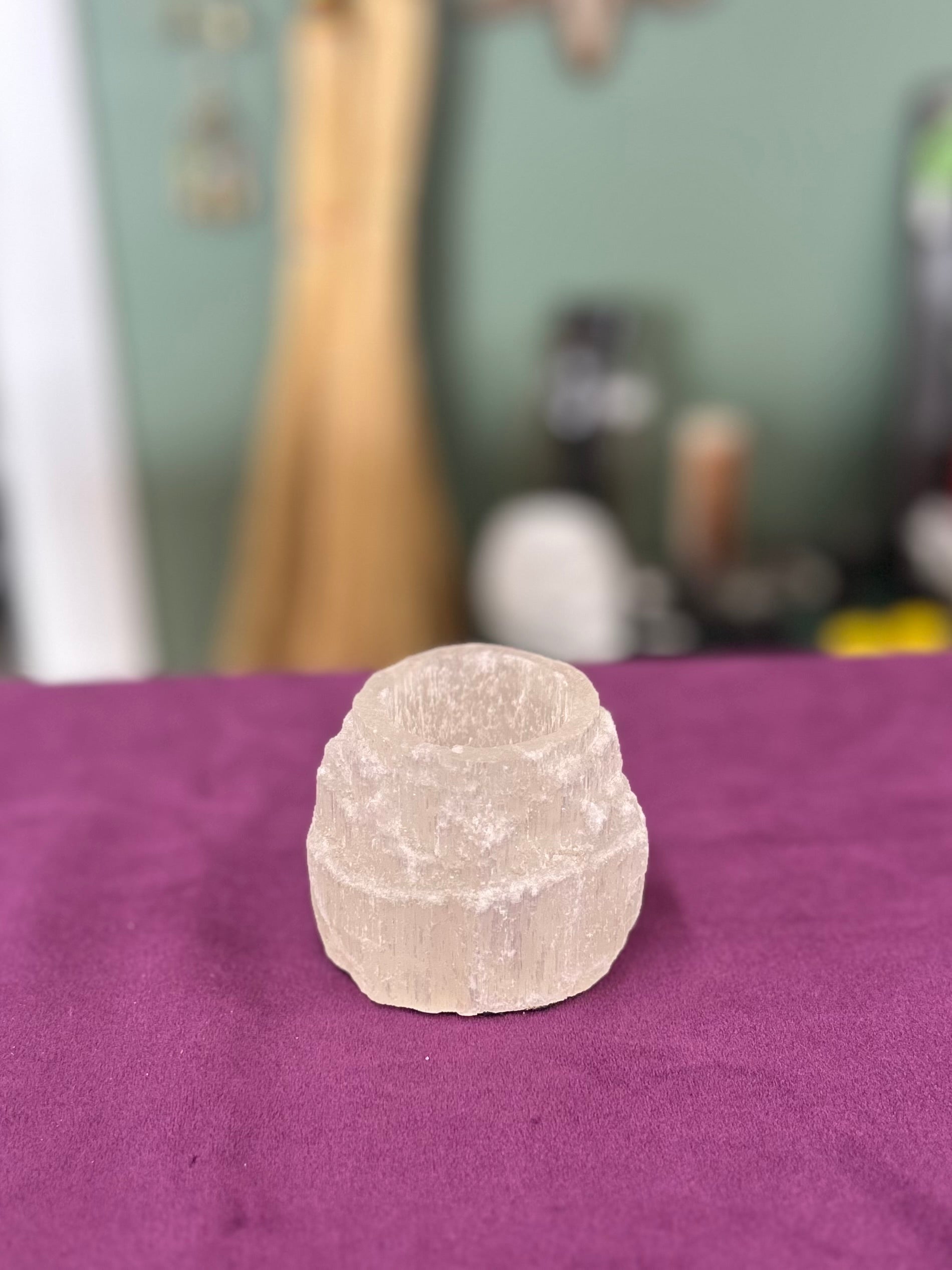 Selenite Tier Candle Holder 2.5”