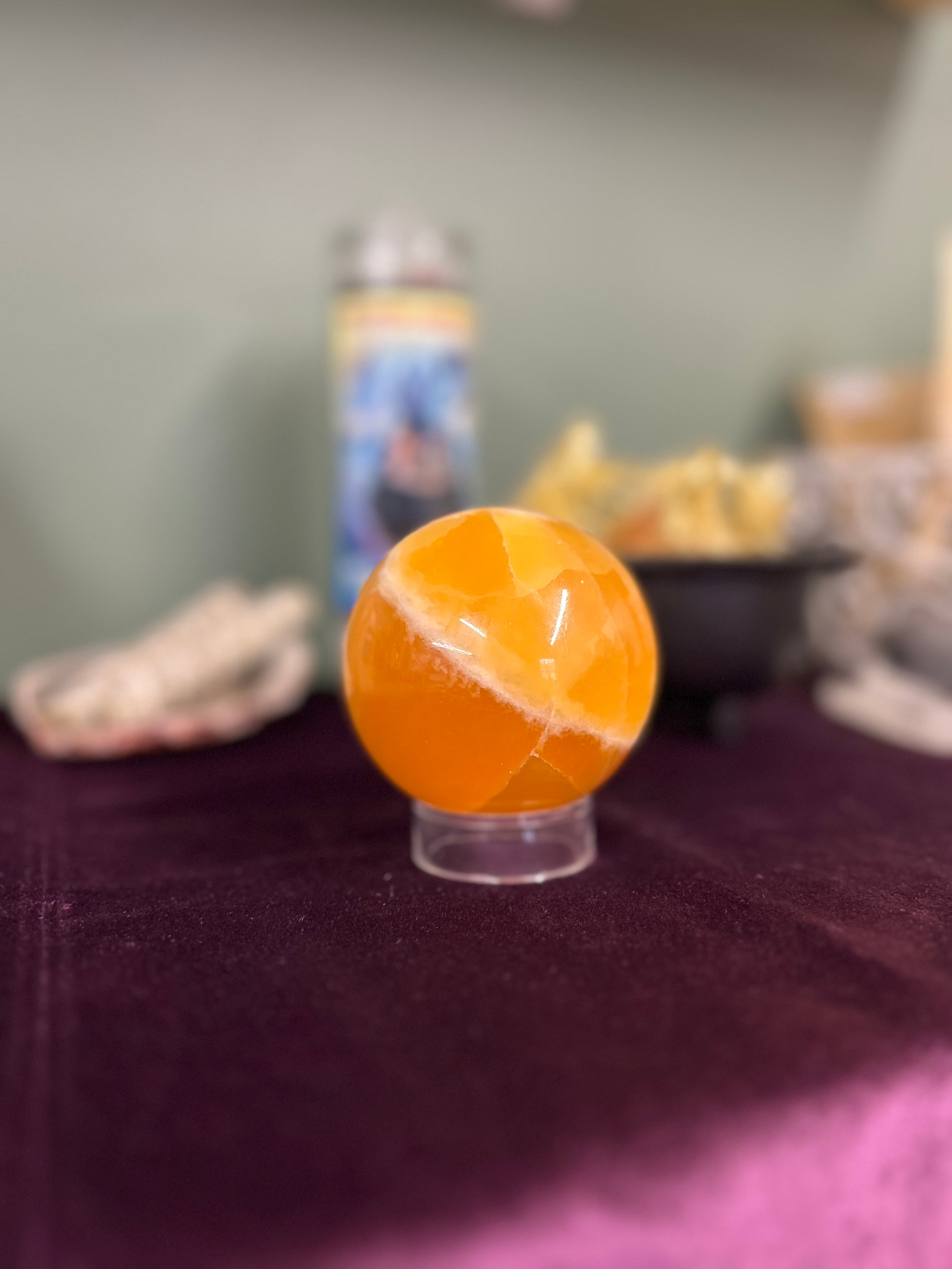 orange calcite sphere